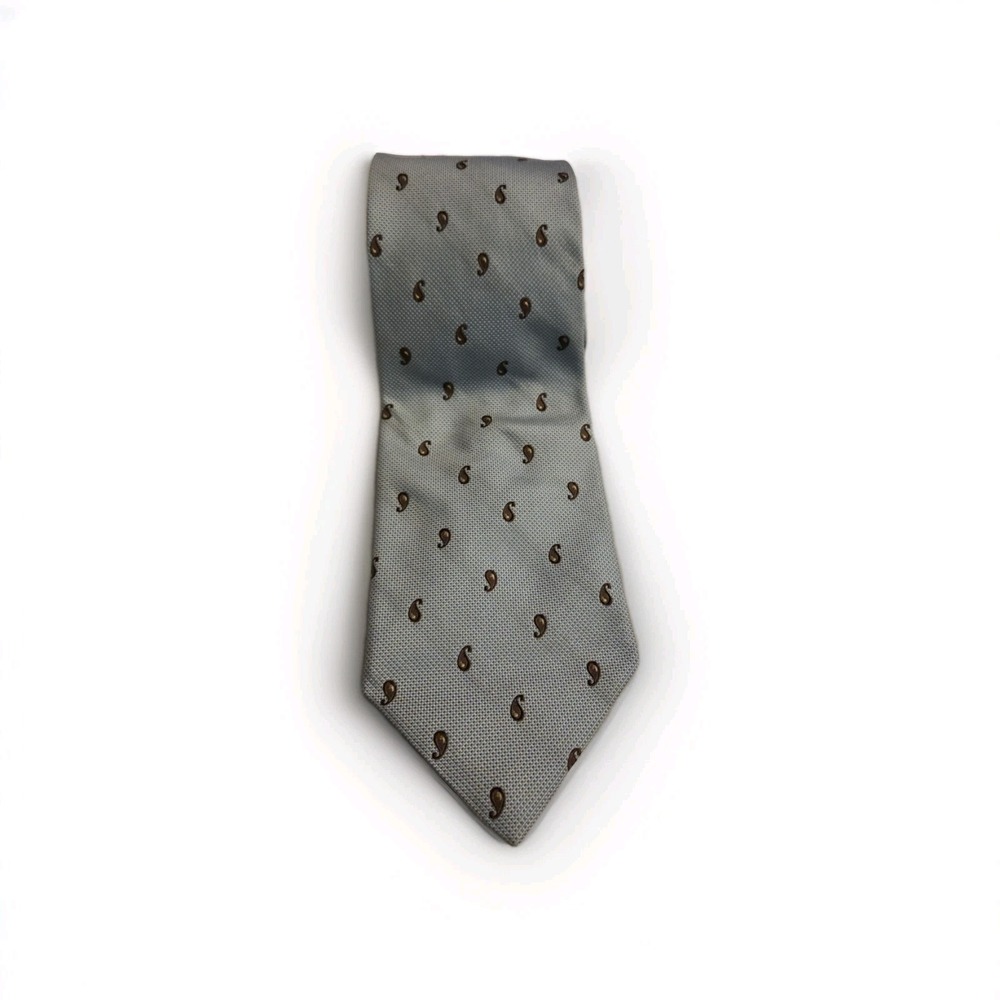 Brooks Brothers Makers Silk Tie Blue Brown Paisley Pattern Classic Necktie Mens